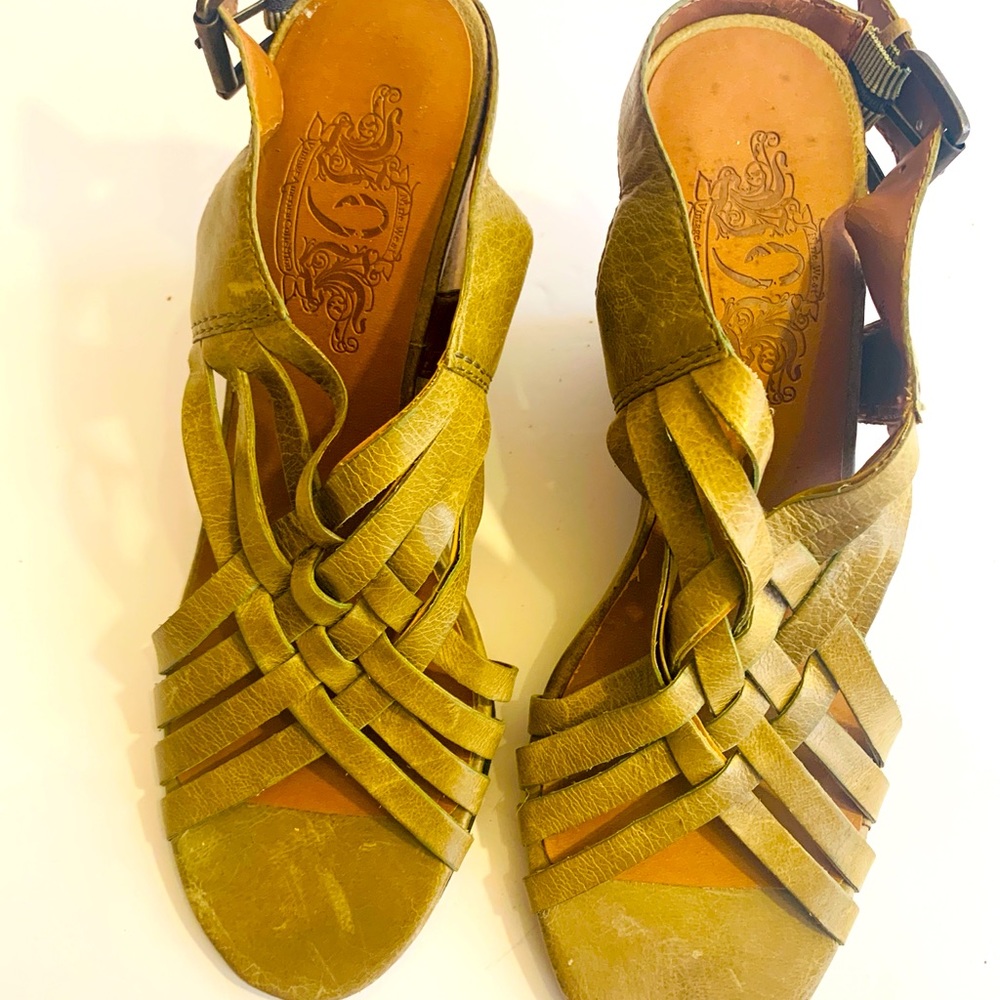Nine West Olive Green Wedge Sandals